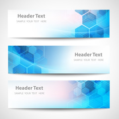 Vector Banner Abstract geometric background. Template brochure design. Blue hexagon shape