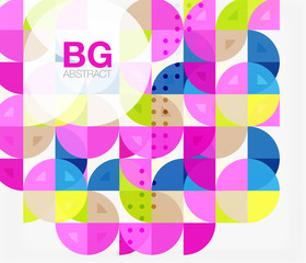 Colorful circles modern abstract composition with text. Geometric background