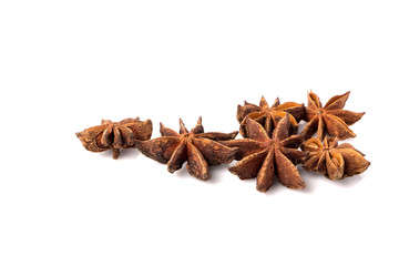 Fragrant anise and cinnamon isolated on white background