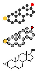 Epitiostanol (epithioandrostanol) cancer drug molecule.
