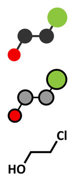 Ethylene chlorohydrin molecule. Side product formed during ethylene oxide sterilization.