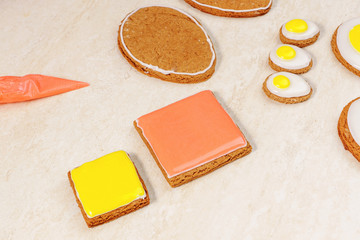 Glazed gingerbread shaped as a square