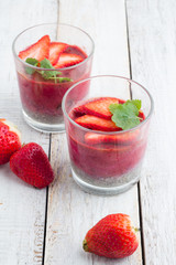 fruit pudding with chia and strawberries