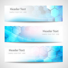 Vector Banner Abstract geometric background. Template brochure design. Blue hexagon shape