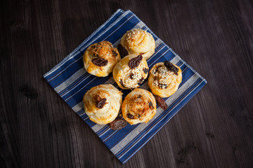 fresh buns on a dark background