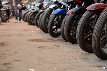 Fototapeta premium Too many motor bike is parked