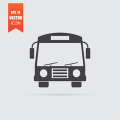 Bus icon in flat style isolated on grey background.