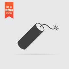 Dynamite icon in flat style isolated on grey background.