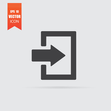 Entry icon in flat style isolated on grey background.