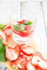 refreshing drink with strawberries and mint