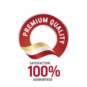 Premium Quality red ribbon label logo icon