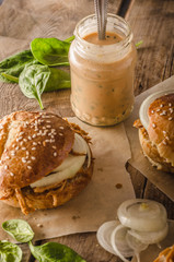 Barbecue pulled pork burger