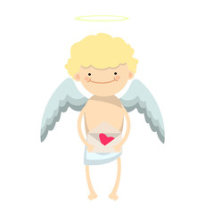 Vector illustration with little angel boy