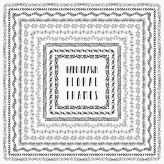 Vector black hand-drawn abstract doodle frames