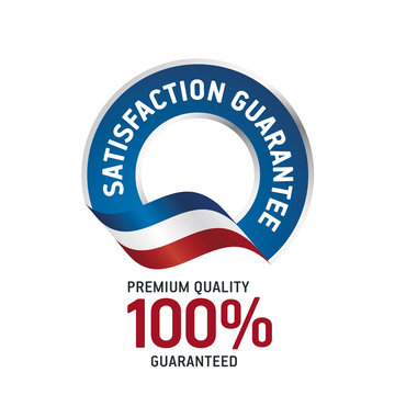 Satisfaction Guarantee blue ribbon label logo icon