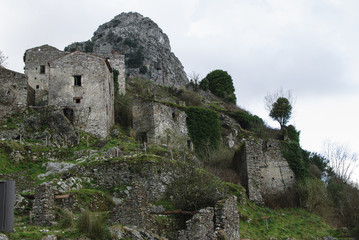 Fototapeta na wymiar Ruin St. Severino of Centola village