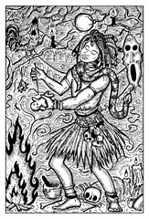 Fototapeta na wymiar Voodoo warlock. Engraved fantasy illustration. See all collection in my portfolio