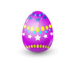 Easter Decorated Colorful Egg Holiday Symbols Greeting Card Flat Vector Illustration