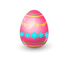 Easter Decorated Colorful Egg Holiday Symbols Greeting Card Flat Vector Illustration