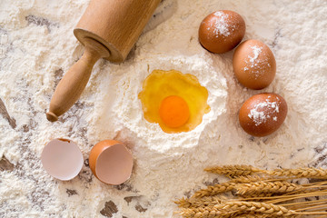 Cooking concept. Basic baking ingredients .