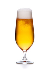 elegant glass of beer with foam isolated.