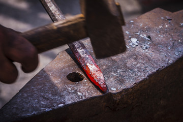 Iron tool is being forged
