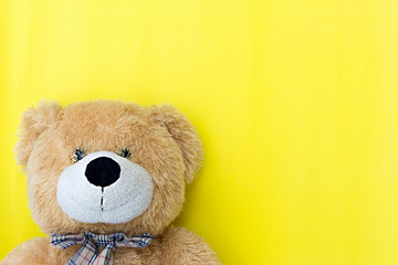 Cute teddy bear with on pastel colors.