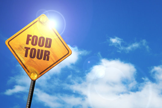 Food Tour, 3D Rendering, Traffic Sign