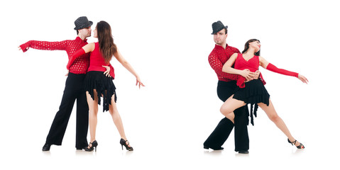 Pair of dancers isolated on the white