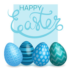 Easter Decorated Colorful Egg Holiday Symbols Greeting Card Flat Vector Illustration