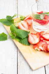 drink with strawberry and mint