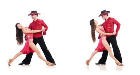 Pair of dancers isolated on the white