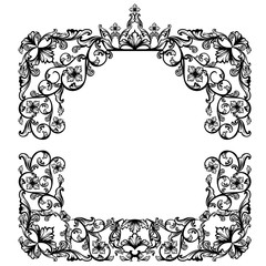 vintage frame with royal crown among floral motif