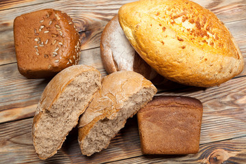 Bread on a rustic wooden background