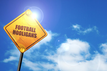 football hooligans, 3D rendering, traffic sign