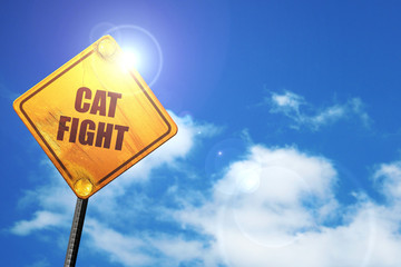 cat fight, 3D rendering, traffic sign