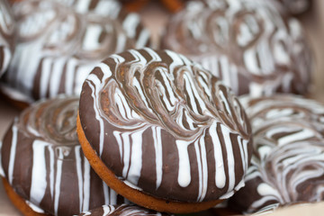 biscuits on the market close up as a background. Selective focus