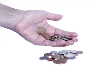 Woman hand with coins