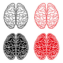 Red, black and white brain icon vector illustration