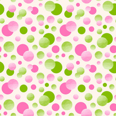 Seamless vector pattern with circles. Pink and lime green colors.