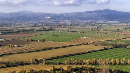 Spectacular panoramic view of the Tuscan Maremma from the center of Montepescali, Grosseto,...