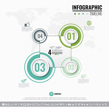Vector geometric Infographics design template in 4 steps, options or processes for cycle diagram, graph, presentation and chart with icon set.