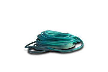 Rubber tube for watering plants on white background