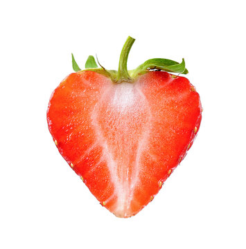 Half Of Strawberry Isolated On White Background