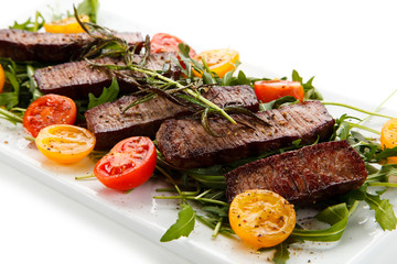 Kebabs - grilled meat and vegetables 