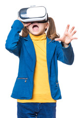 Little girl in VR glasses