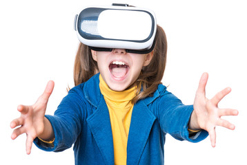Little girl in VR glasses