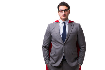 Super hero businessman isolated on white 