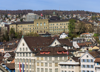 Old town of the city of Zurich in Switzerland in springtime