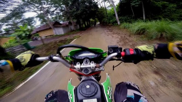trip to enduro motorcycle on road, Thailand